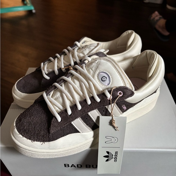 Adidas Bad Bunny Brown and White Sneakers - Picture 6 of 12